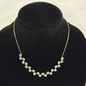 Borrowed & Blue Adjustable Gold Round Cubic Zirconia Stone Collar Necklace - NWT